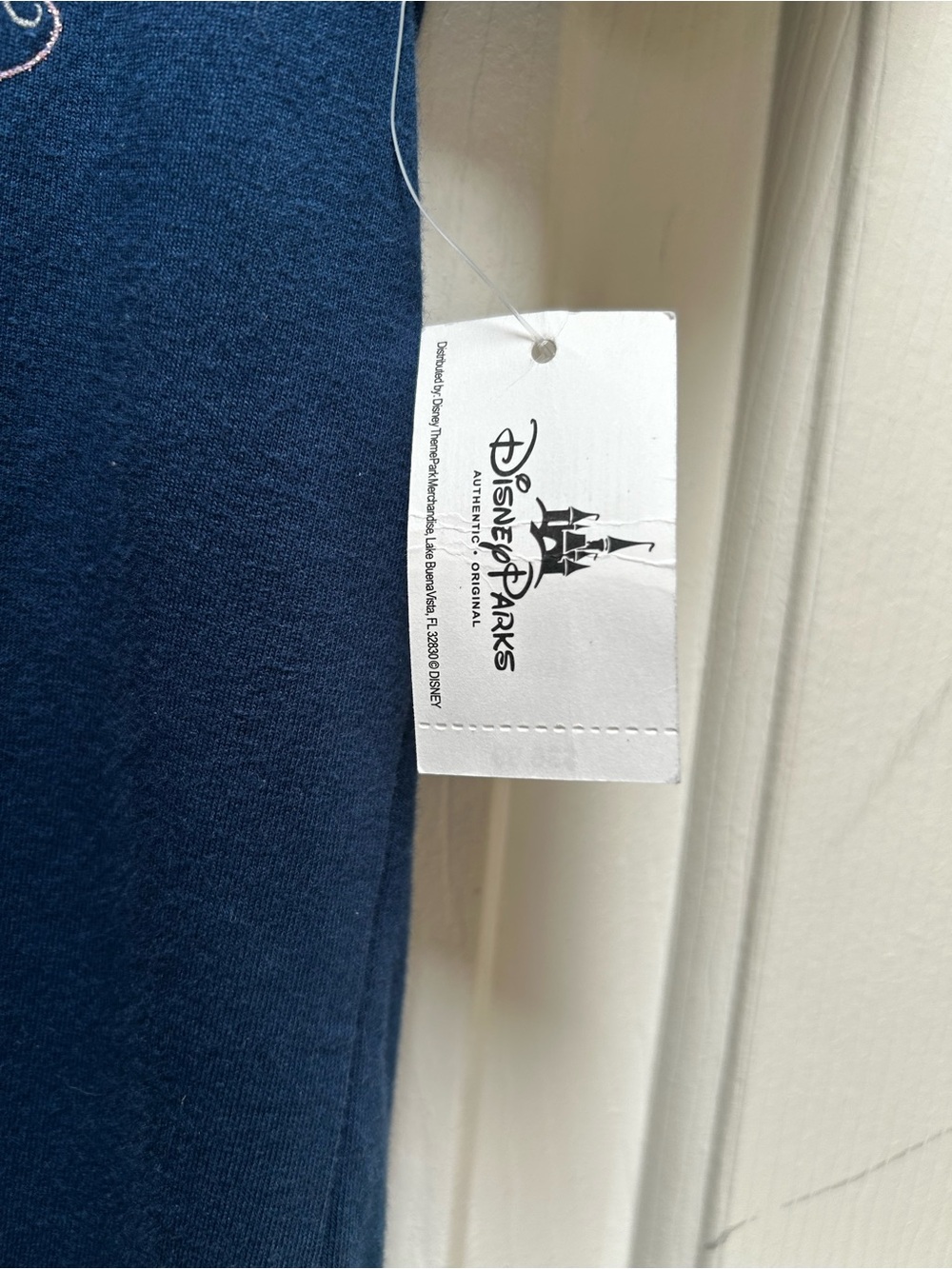 NWT DISNEY Navy V-neck Mickey & Minnie Heart Graphic Tee with Chiffon Hem Small - Picture 7 of 11
